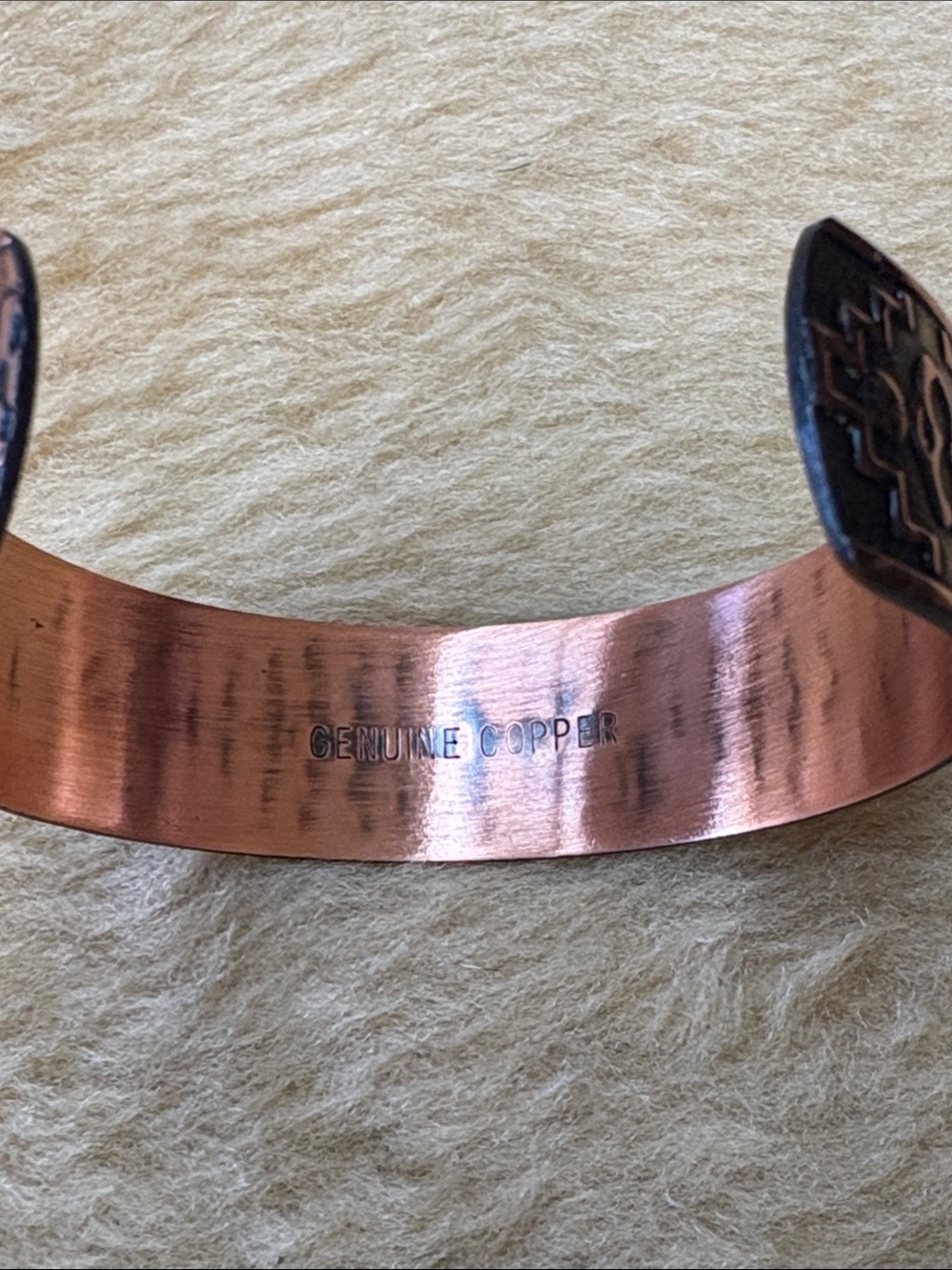 Copper Etched Cuff Bracelet - Southwestern Motif - Picture 4 of 5